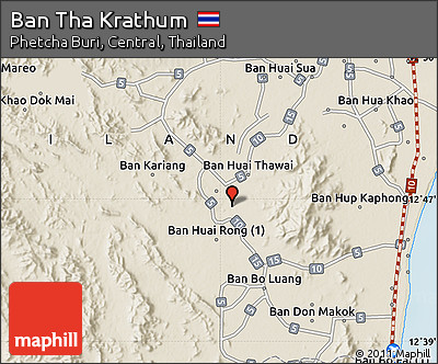 Shaded Relief Map of Ban Tha Krathum