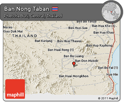 Shaded Relief Panoramic Map of Ban Nong Taban