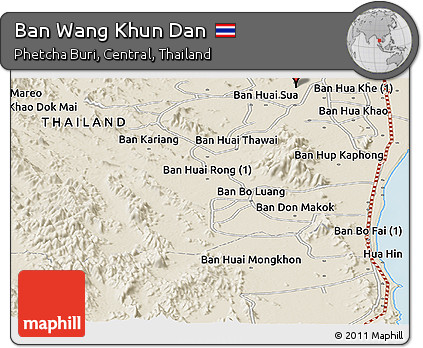 Shaded Relief Panoramic Map of Ban Wang Khun Dan