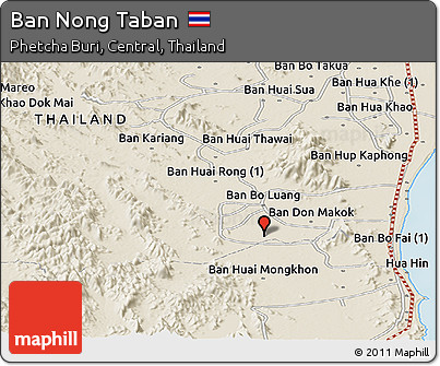 Shaded Relief Panoramic Map of Ban Nong Taban