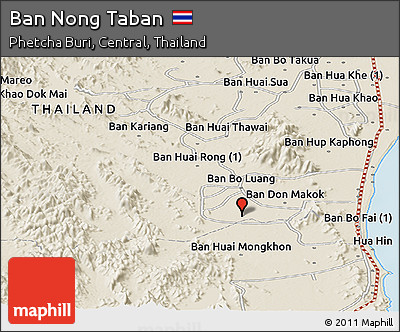 Shaded Relief Panoramic Map of Ban Nong Taban