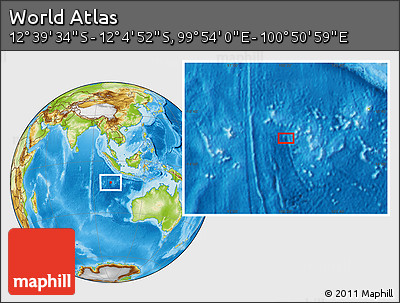 Physical Location Map of the Area around 12° 22' 13" S, 100° 22' 30" E