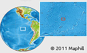 Physical Location Map of the area around 12° 22' 13" S, 100° 13' 29" W