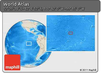 Shaded Relief Location Map of the Area around 12° 22' 13" S, 100° 13' 29" W