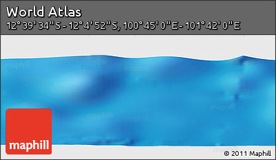 Physical Panoramic Map of the Area around 12° 22' 13" S, 101° 13' 29" E