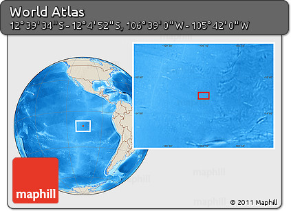 Shaded Relief Location Map of the Area around 12° 22' 13" S, 106° 10' 30" W