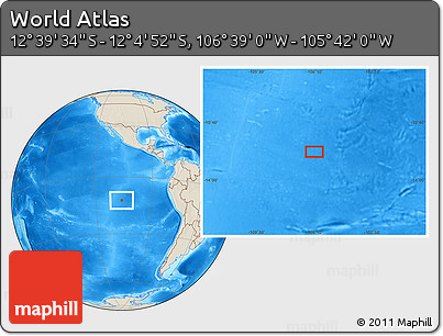 Shaded Relief Location Map of the Area around 12° 22' 13" S, 106° 10' 30" W