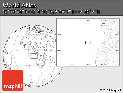 Blank Location Map of the Area around 12° 22' 13" S, 10° 16' 30" E