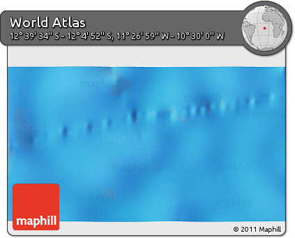 Physical 3D Map of the Area around 12° 22' 13" S, 10° 58' 29" W