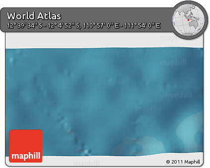 Satellite 3D Map of the Area around 12° 22' 13" S, 111° 25' 30" E