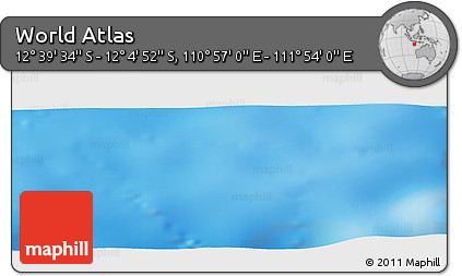 Physical Panoramic Map of the Area around 12° 22' 13" S, 111° 25' 30" E
