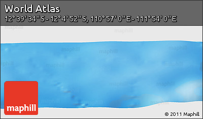 Physical Panoramic Map of the Area around 12° 22' 13" S, 111° 25' 30" E