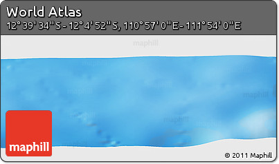 Physical Panoramic Map of the Area around 12° 22' 13" S, 111° 25' 30" E