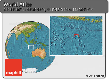 Satellite Location Map of the Area around 12° 22' 13" S, 112° 16' 30" E