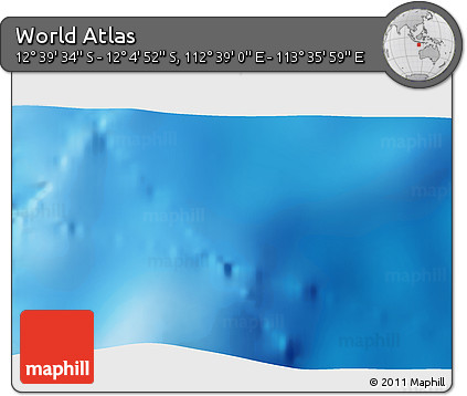 Shaded Relief 3D Map of the Area around 12° 22' 13" S, 113° 7' 30" E