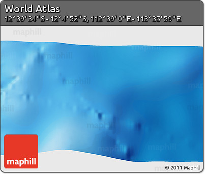 Shaded Relief 3D Map of the Area around 12° 22' 13" S, 113° 7' 30" E