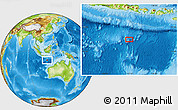 Physical Location Map of the area around 12° 22' 13" S, 113° 7' 30" E