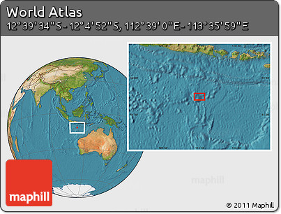 Satellite Location Map of the Area around 12° 22' 13" S, 113° 7' 30" E