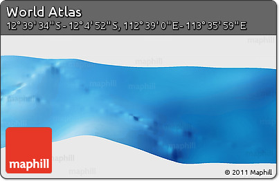 Physical Panoramic Map of the Area around 12° 22' 13" S, 113° 7' 30" E