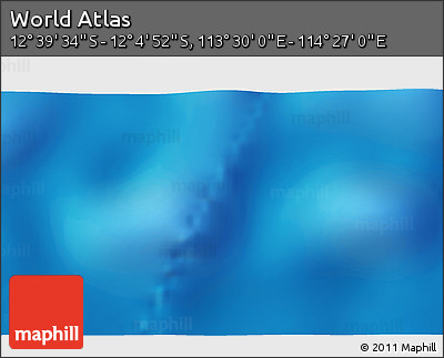Physical 3D Map of the Area around 12° 22' 13" S, 113° 58' 29" E