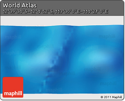 Physical 3D Map of the Area around 12° 22' 13" S, 113° 58' 29" E