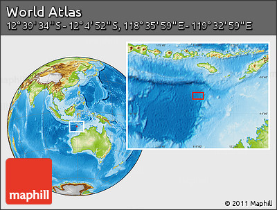 Physical Location Map of the Area around 12° 22' 13" S, 119° 4' 29" E