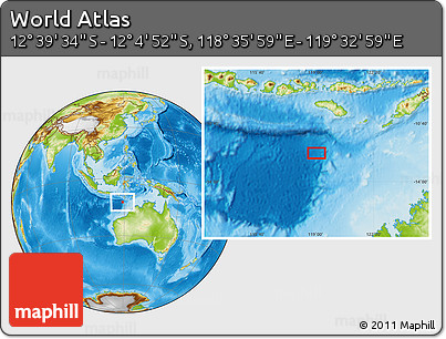 Physical Location Map of the Area around 12° 22' 13" S, 119° 4' 29" E