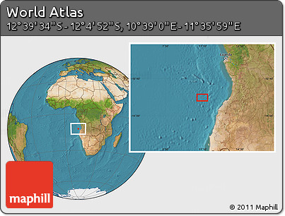 Satellite Location Map of the Area around 12° 22' 13" S, 11° 7' 30" E