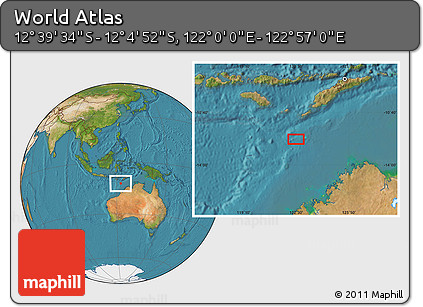 Satellite Location Map of the Area around 12° 22' 13" S, 122° 28' 29" E