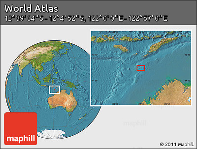 Satellite Location Map of the Area around 12° 22' 13" S, 122° 28' 29" E