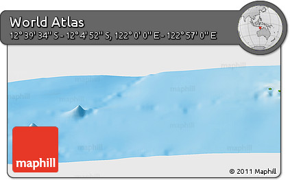 Physical Panoramic Map of the Area around 12° 22' 13" S, 122° 28' 29" E
