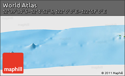 Physical Panoramic Map of the Area around 12° 22' 13" S, 122° 28' 29" E
