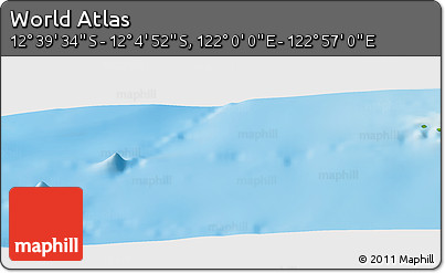 Physical Panoramic Map of the Area around 12° 22' 13" S, 122° 28' 29" E