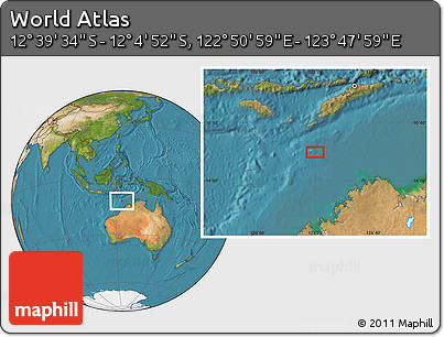 Satellite Location Map of the Area around 12° 22' 13" S, 123° 19' 29" E