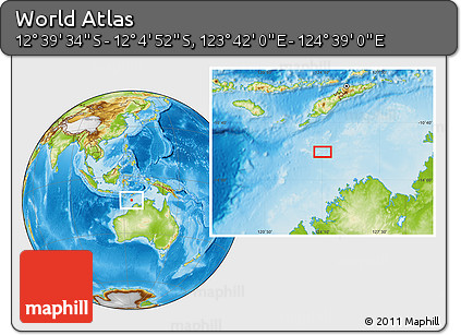 Physical Location Map of the Area around 12° 22' 13" S, 124° 10' 30" E