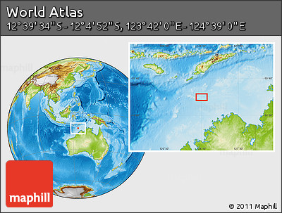 Physical Location Map of the Area around 12° 22' 13" S, 124° 10' 30" E