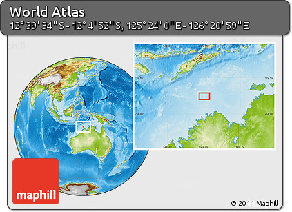 Physical Location Map of the Area around 12° 22' 13" S, 125° 52' 30" E