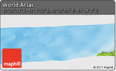 Physical Panoramic Map of the Area around 12° 22' 13" S, 12° 49' 29" E