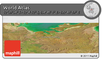Satellite Panoramic Map of the Area around 12° 22' 13" S, 135° 13' 29" E