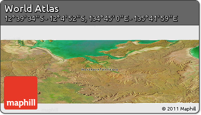 Satellite Panoramic Map of the Area around 12° 22' 13" S, 135° 13' 29" E