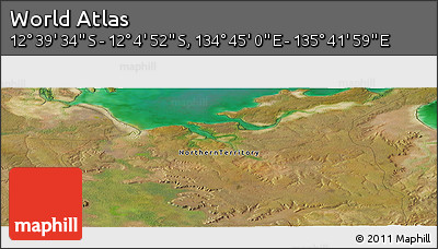 Satellite Panoramic Map of the Area around 12° 22' 13" S, 135° 13' 29" E