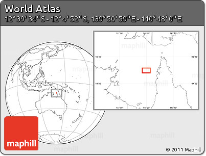 Blank Location Map of the Area around 12° 22' 13" S, 140° 19' 29" E