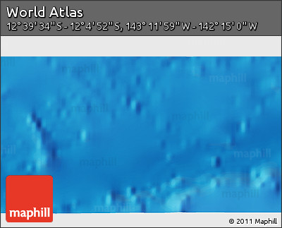 Physical 3D Map of the Area around 12° 22' 13" S, 142° 43' 29" W