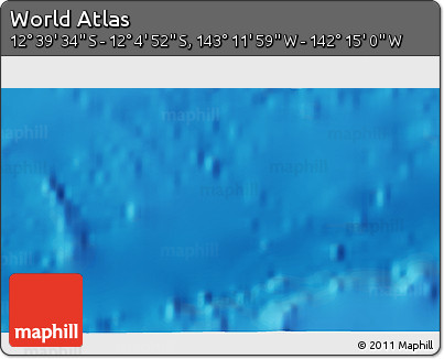 Physical 3D Map of the Area around 12° 22' 13" S, 142° 43' 29" W