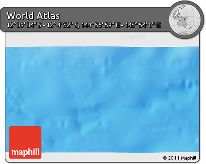 Physical 3D Map of the Area around 12° 22' 13" S, 145° 25' 30" E