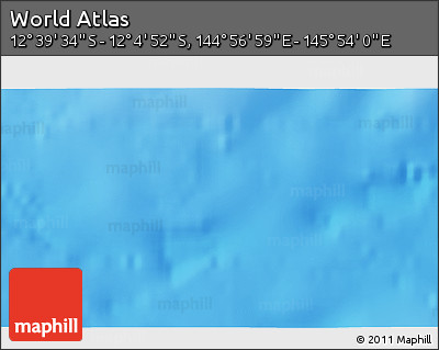 Physical 3D Map of the Area around 12° 22' 13" S, 145° 25' 30" E