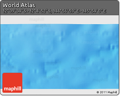 Physical 3D Map of the Area around 12° 22' 13" S, 145° 25' 30" E