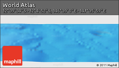 Physical Panoramic Map of the Area around 12° 22' 13" S, 147° 7' 30" E