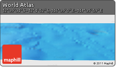 Physical Panoramic Map of the Area around 12° 22' 13" S, 147° 7' 30" E