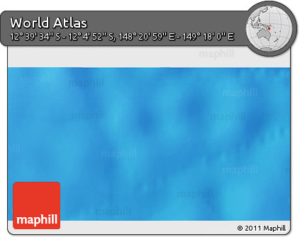 Physical 3D Map of the Area around 12° 22' 13" S, 148° 49' 29" E